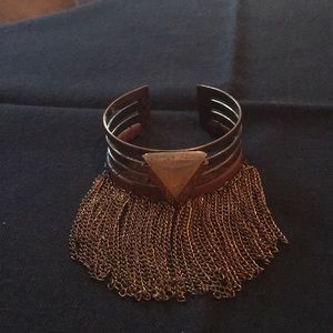 Brass and leather wrapped bracelet